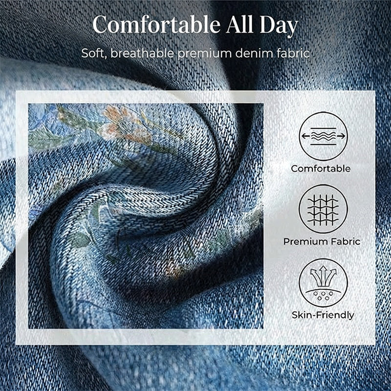 Rette blomstrete jeans