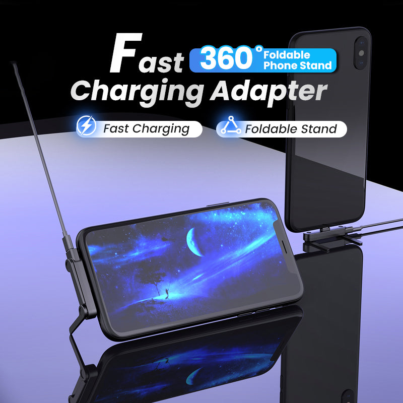 Adaptateur de charge rapide avec support pliable à 360° pour téléphone
