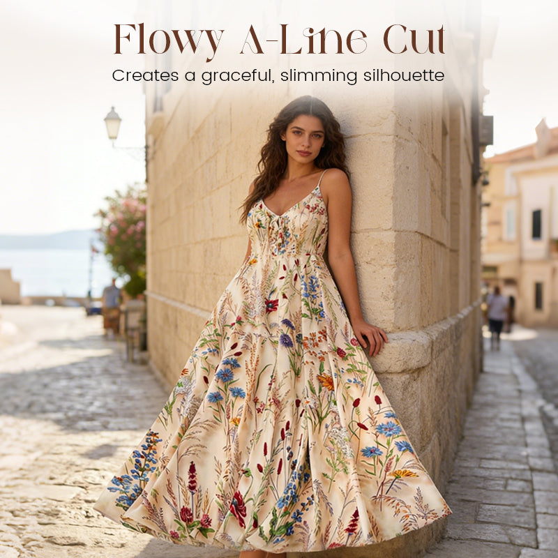 Vestido midi floral con tirantes finos, talla grande