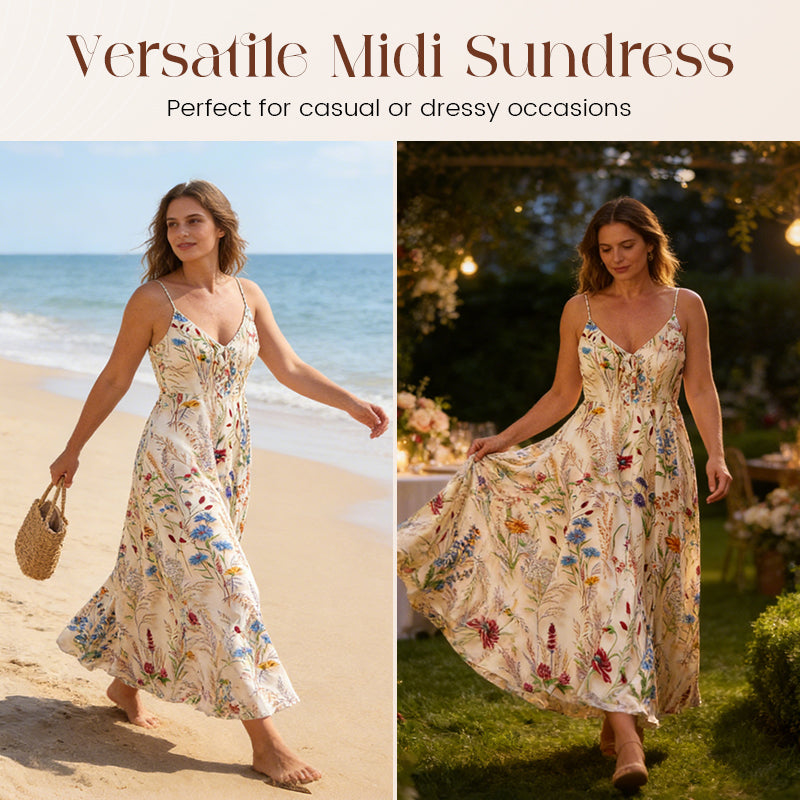 Vestido midi floral con tirantes finos, talla grande