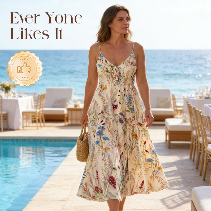 Vestido midi floral con tirantes finos, talla grande