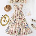 Vestido midi floral con tirantes finos, talla grande