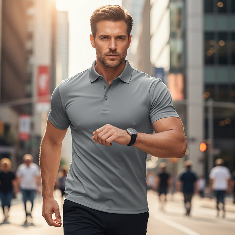 Camisa de hombre corte deportivo, tejido sin arrugas