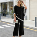 Conjunto de poncho con lentejuelas y pantalón ancho