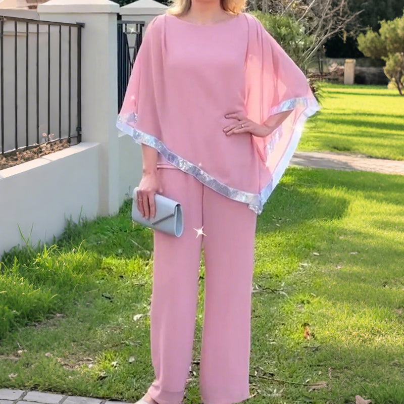 Conjunt de poncho de lladures i pantalons amples