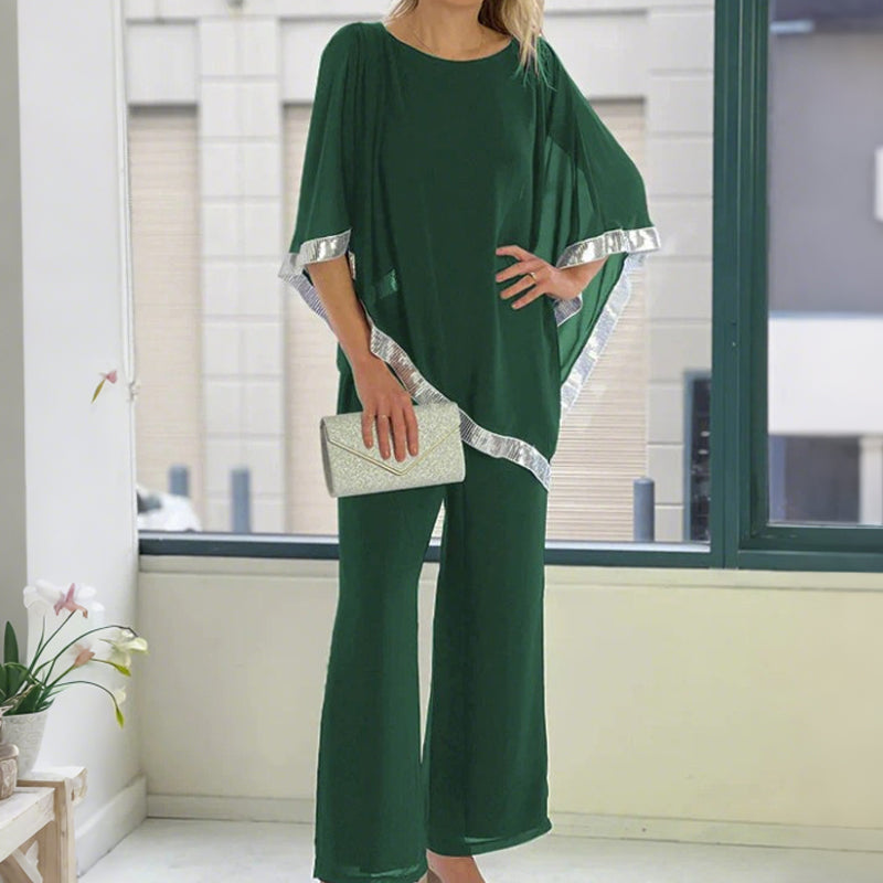 Conjunt de poncho de lladures i pantalons amples
