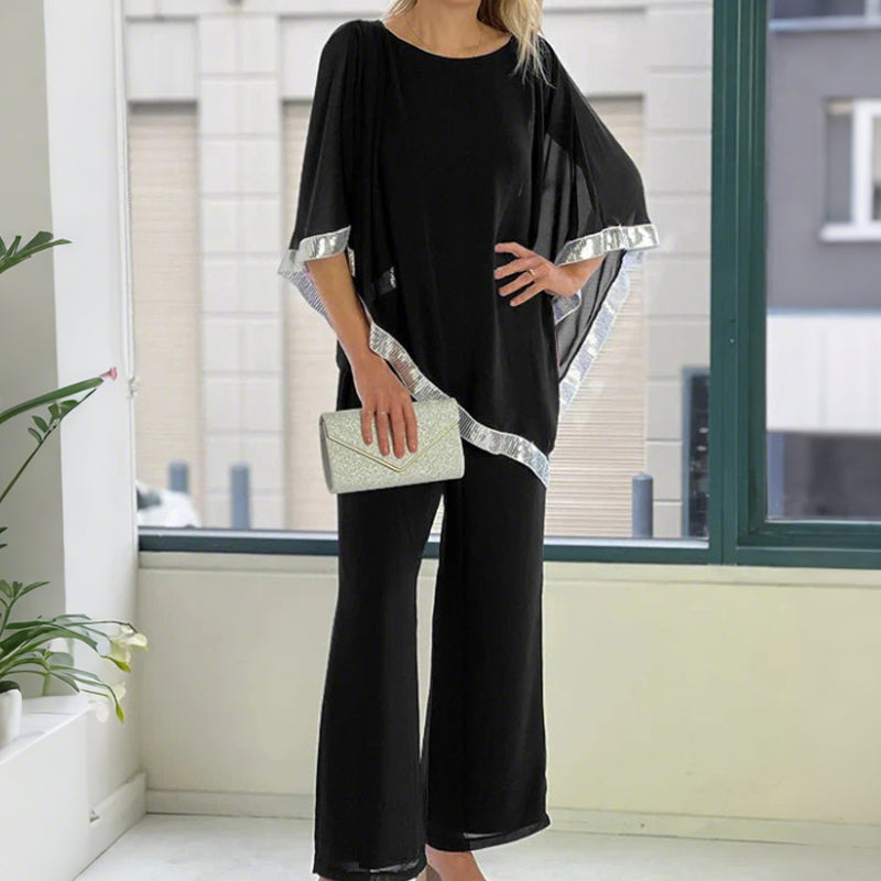 Conjunt de poncho de lladures i pantalons amples