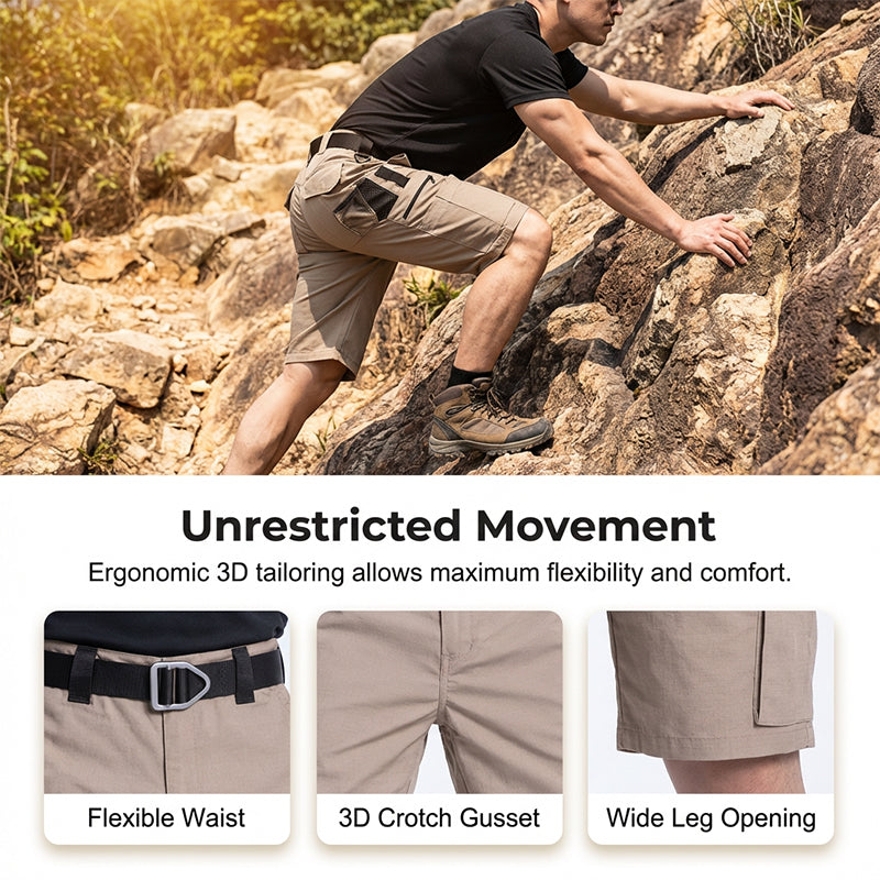 Taktiske cargoshorts med mange lommer for herre