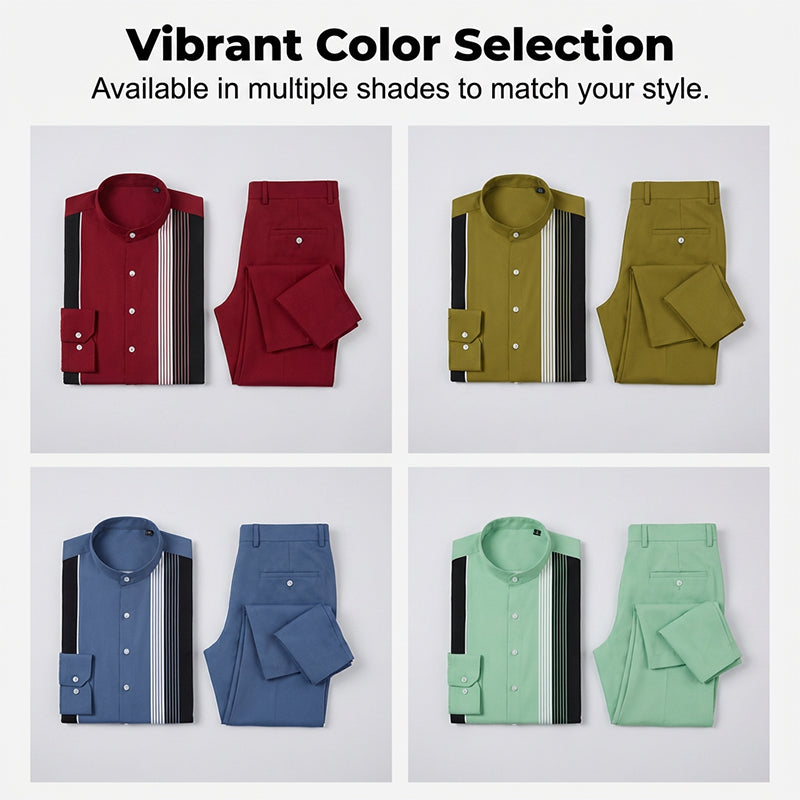 Conjunto de 2 piezas para hombre con camisa a rayas y pantalón