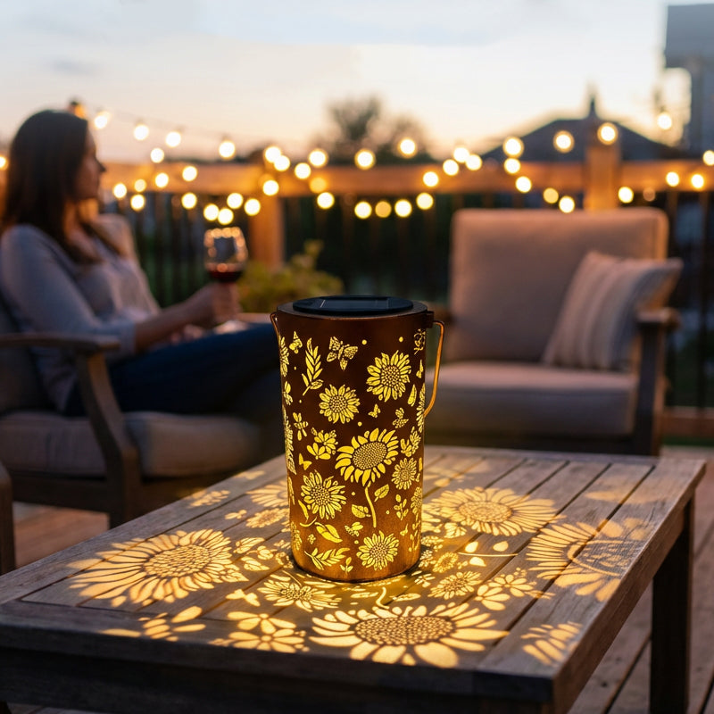 Lanterne solaire à suspendre au design ajouré