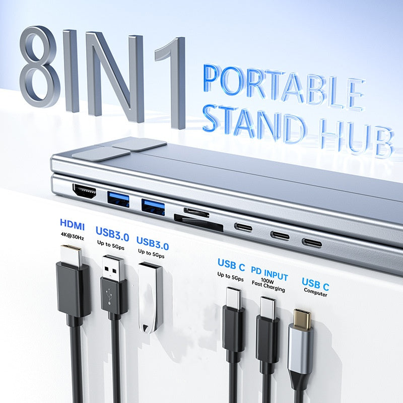 Supporto per laptop con docking station USB-C e HDMI 4K