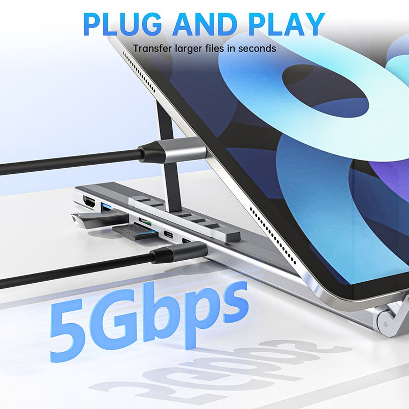 Supporto per laptop con docking station USB-C e HDMI 4K