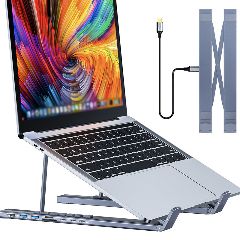 Supporto per laptop con docking station USB-C e HDMI 4K