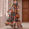 Vestido ligero con cuello en V y estampado floral