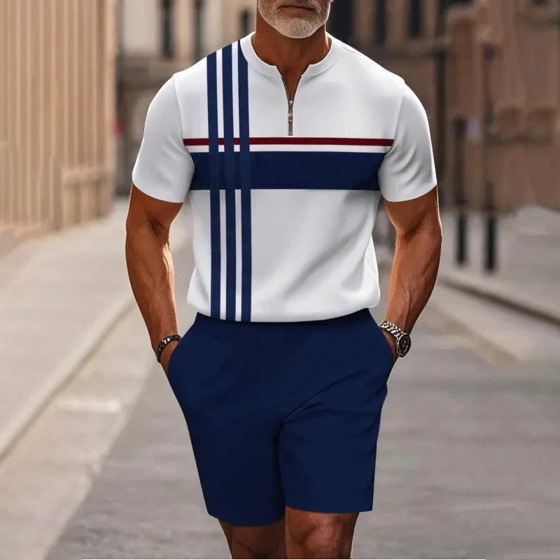 Conjunt de camisa i pantalons curts amb coll codoniable per a home