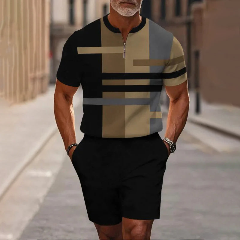 Conjunt de camisa i pantalons curts amb coll codoniable per a home