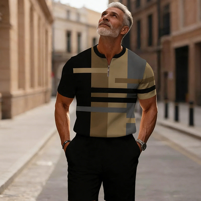 Conjunt de camisa i pantalons curts amb coll codoniable per a home