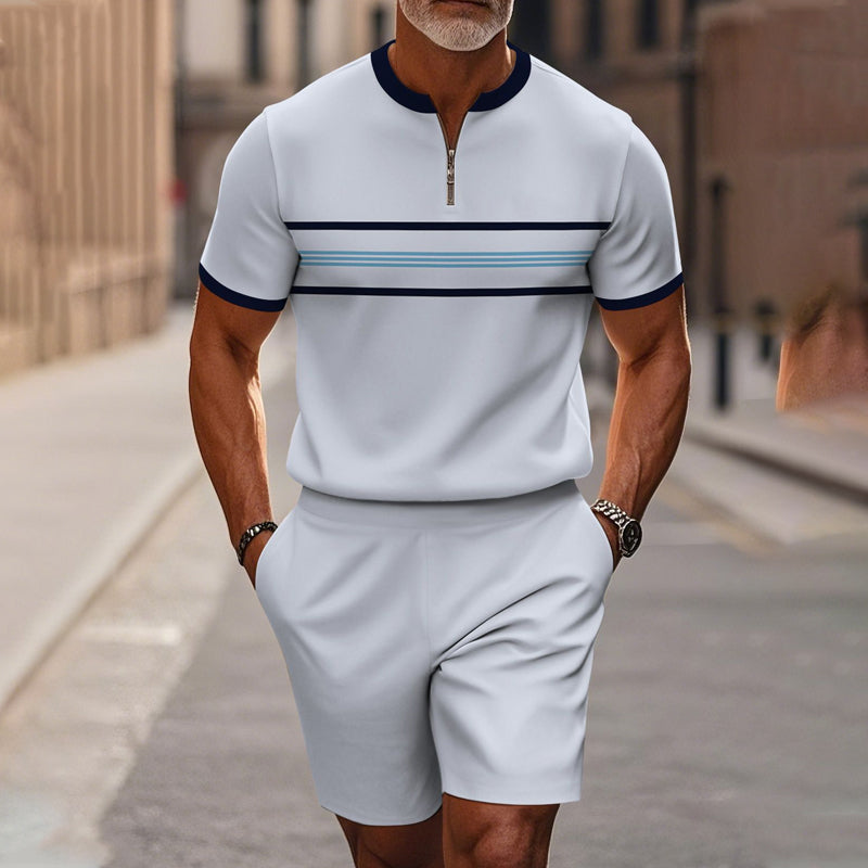 Conjunt de camisa i pantalons curts amb coll codoniable per a home