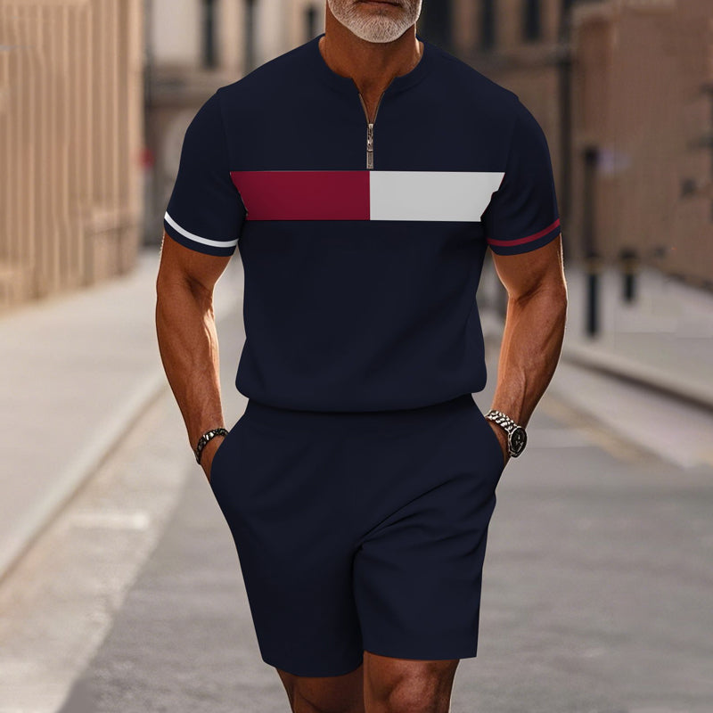 Conjunt de camisa i pantalons curts amb coll codoniable per a home