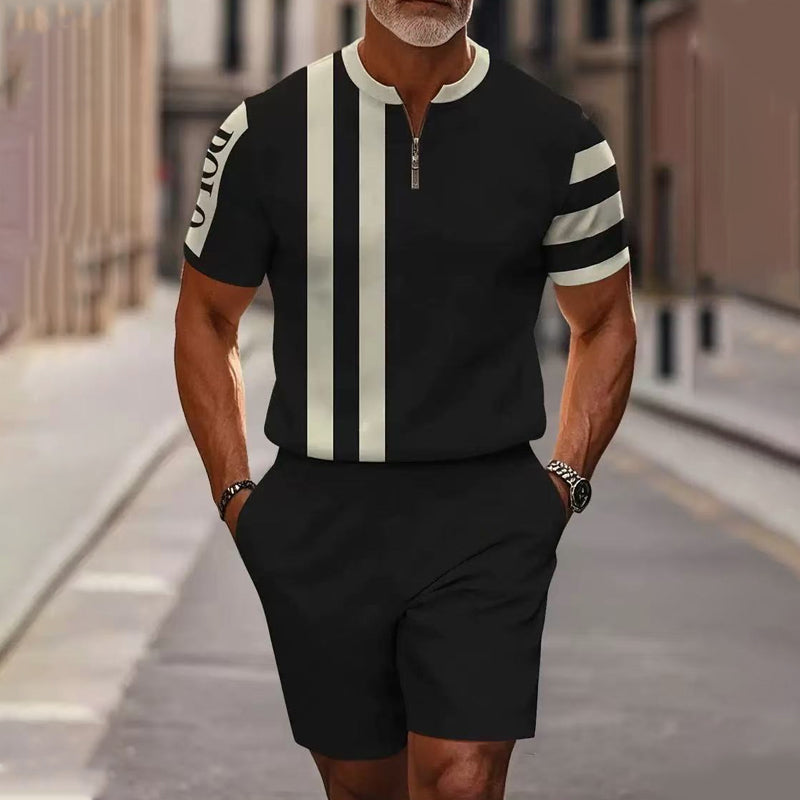 Conjunt de camisa i pantalons curts amb coll codoniable per a home