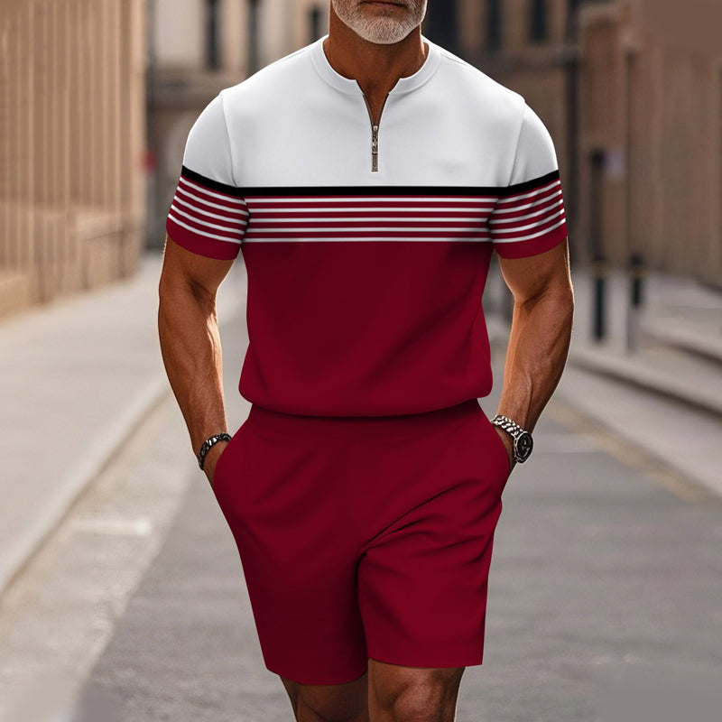 Conjunt de camisa i pantalons curts amb coll codoniable per a home