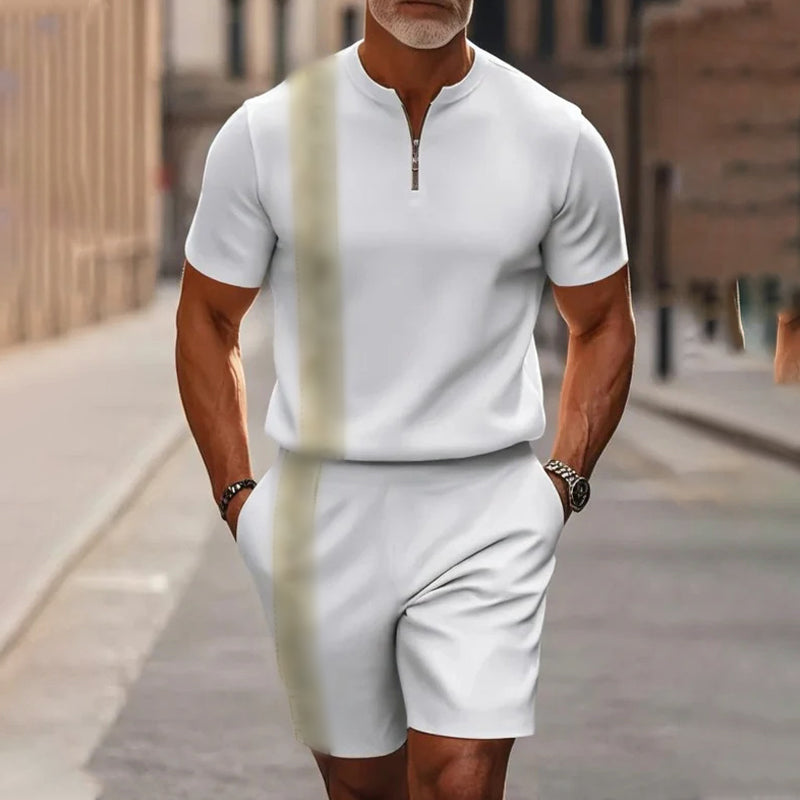 Conjunt de camisa i pantalons curts amb coll codoniable per a home