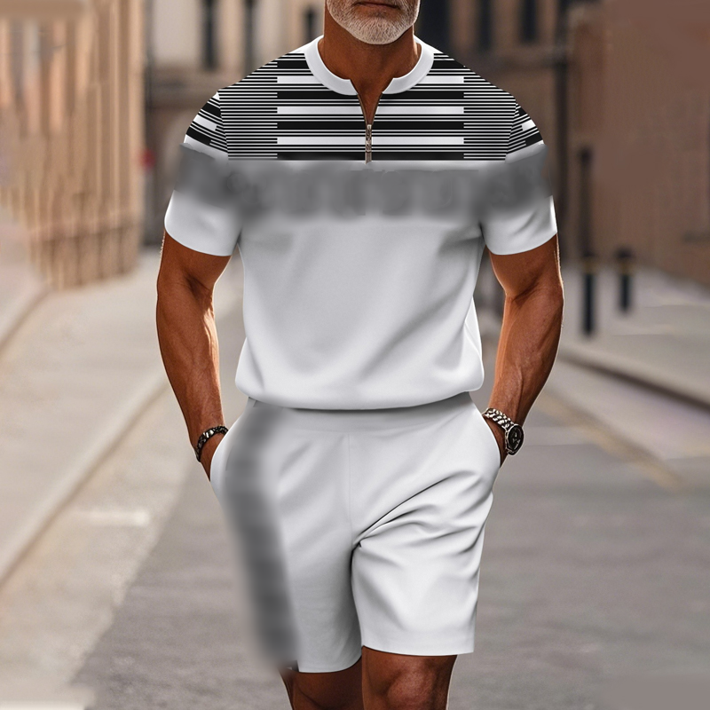 Conjunt de camisa i pantalons curts amb coll codoniable per a home