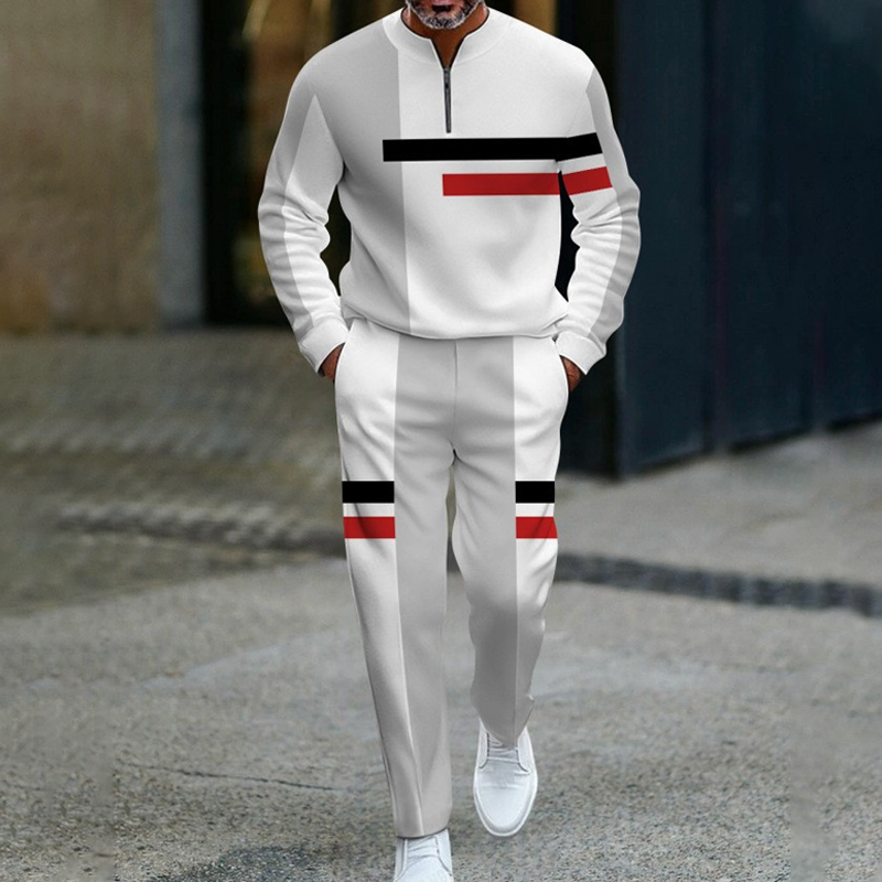 Completo tuta da uomo con mezza zip, motivo color block
