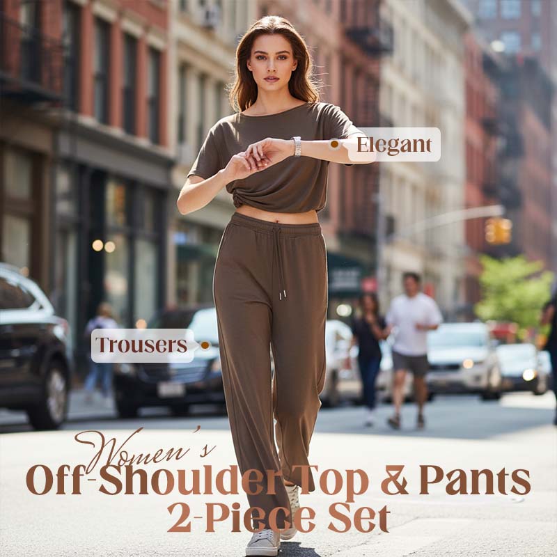 Conjunt de top asimètric i pantalons amples i fluids
