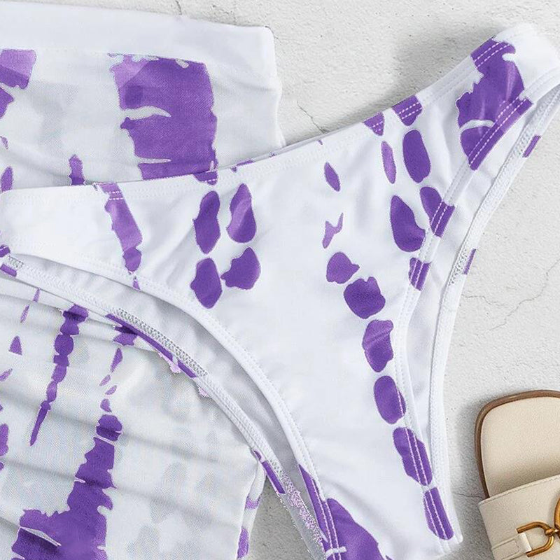 3-delt rynket bikinisesett for dame