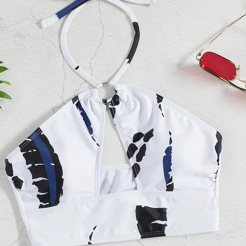 3-delt rynket bikinisesett for dame