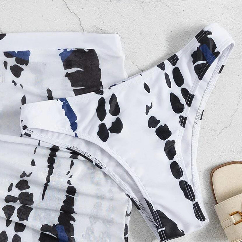 3-delt rynket bikinisesett for dame