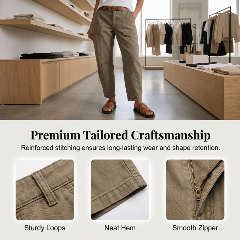 Pantalons utilitaris de tallatge alt i peu canya per a dona