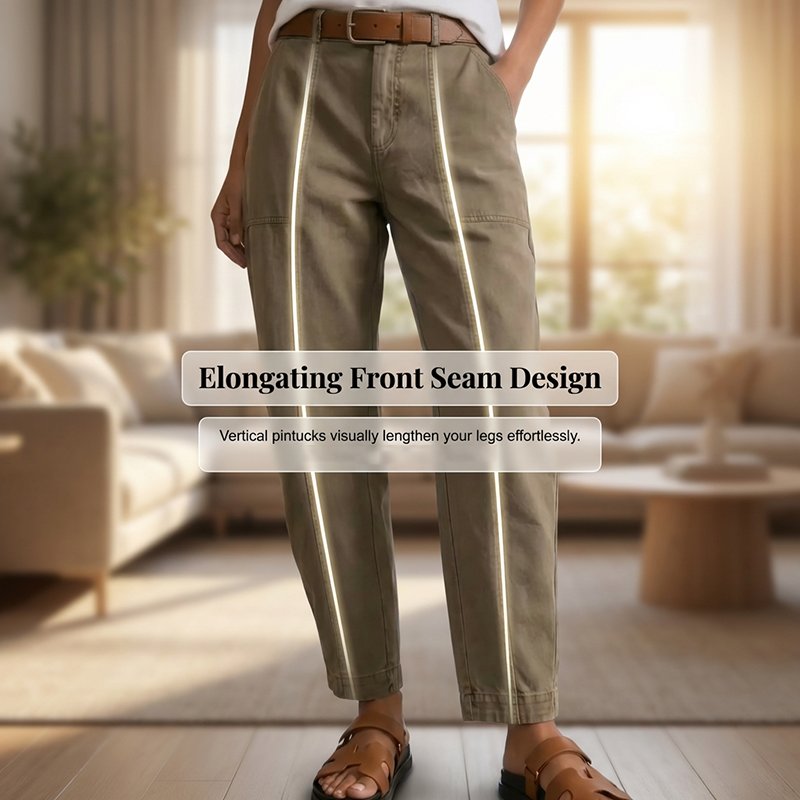 Pantalons utilitaris de tallatge alt i peu canya per a dona