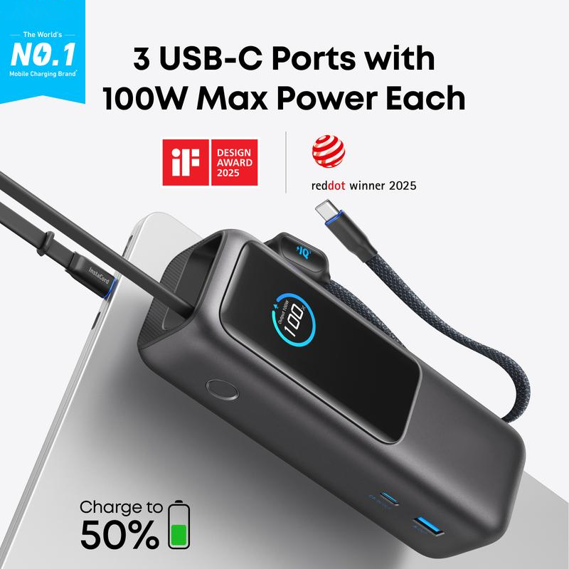 Cargador de batería portátil con cable integrado