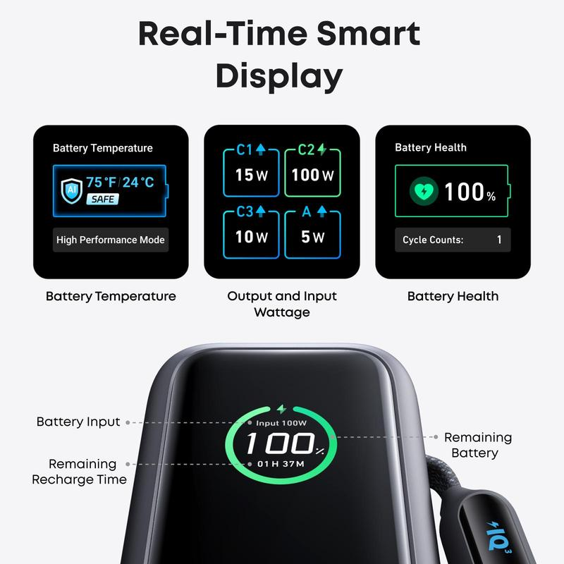 Cargador de batería portátil con cable integrado