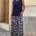 Conjunt de camisa de coll rodó i pantalons amples