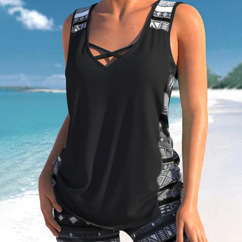 Completo tankini a due pezzi stampato