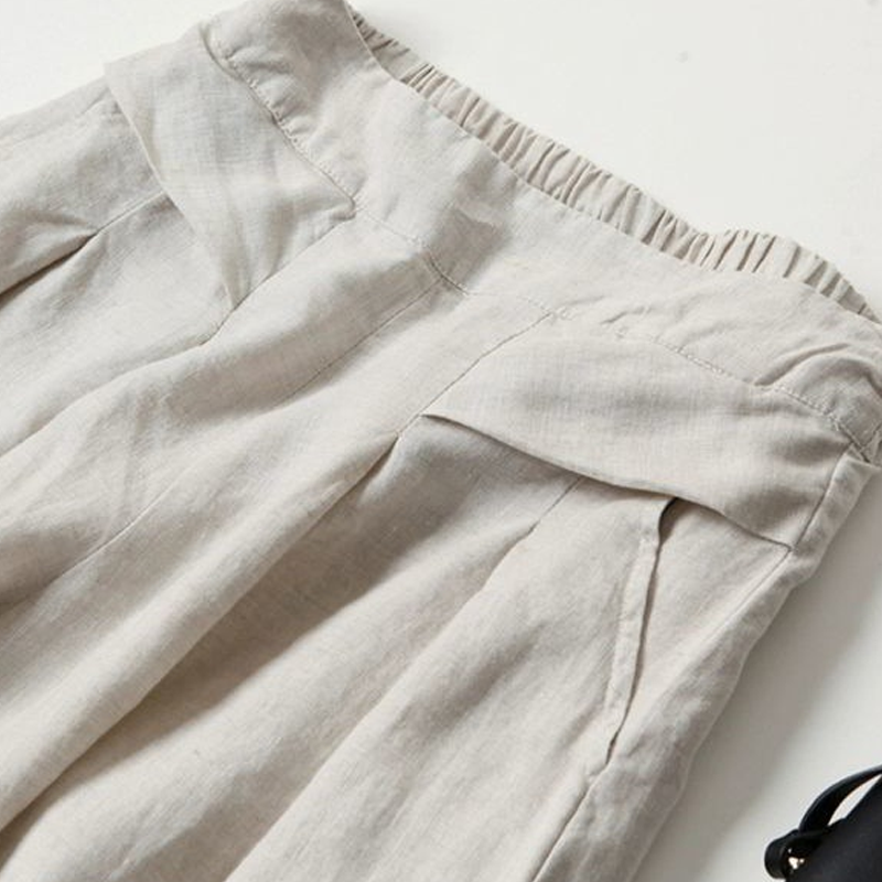 Pantalons amples de cotó i lli per a dona