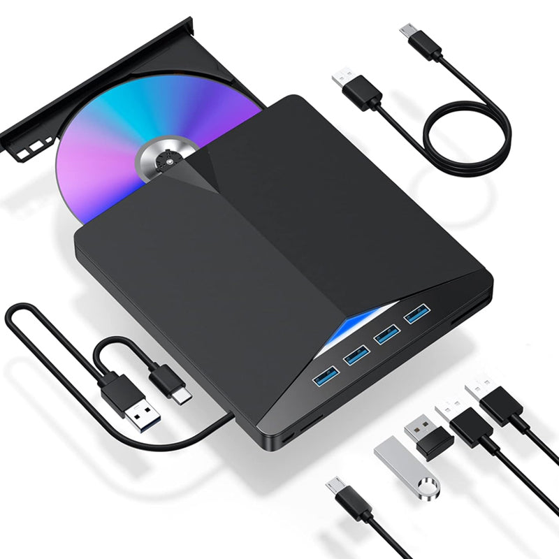 Lettore DVD esterno 7 in 1 USB 3.0 e Type-C