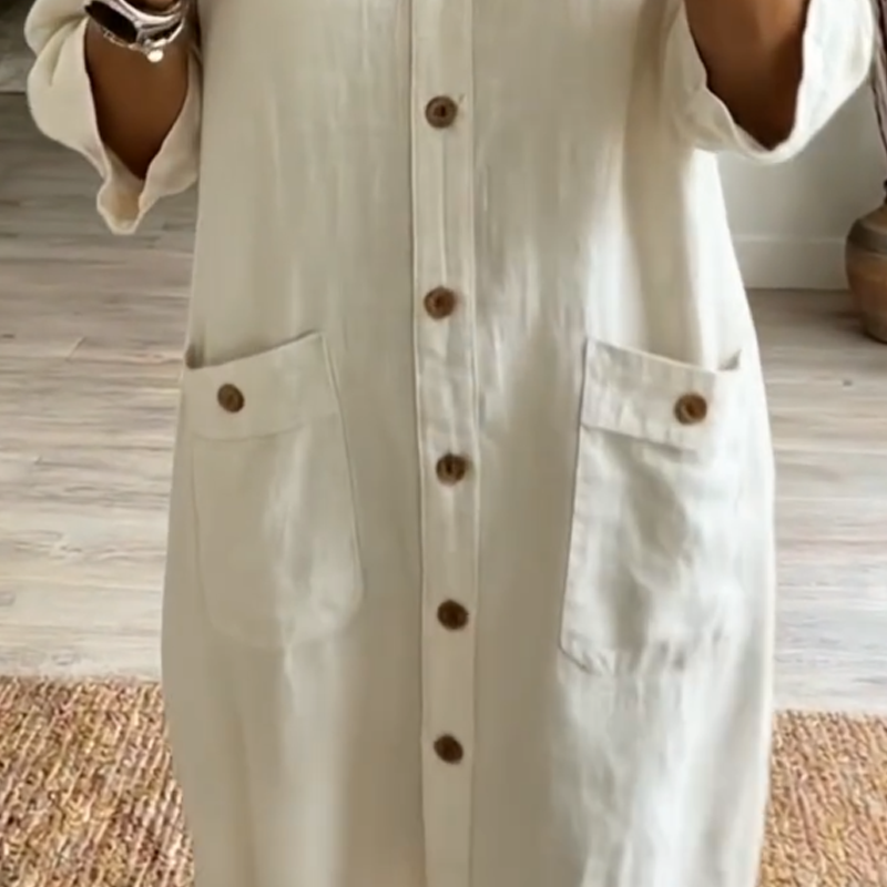 Abito midi casual con scollo a V da donna