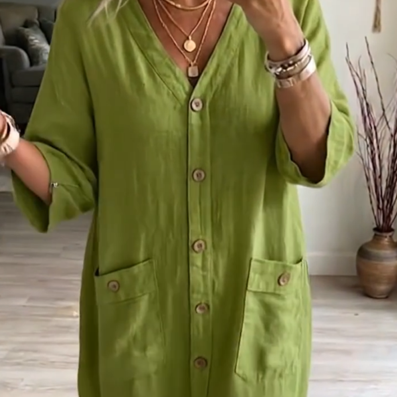 Abito midi casual con scollo a V da donna
