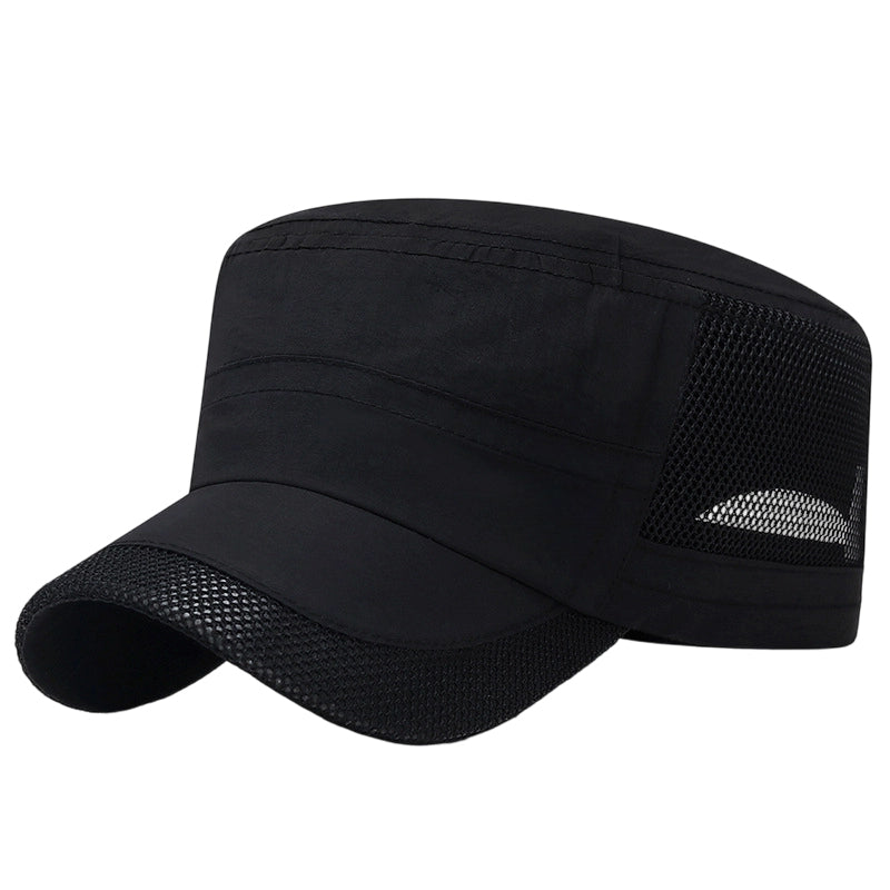 Cappellino piatto da esterno con pannelli in rete