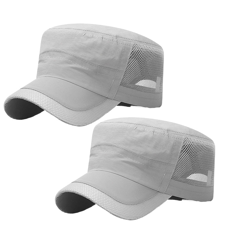 Gorra plana para exteriores con paneles de malla
