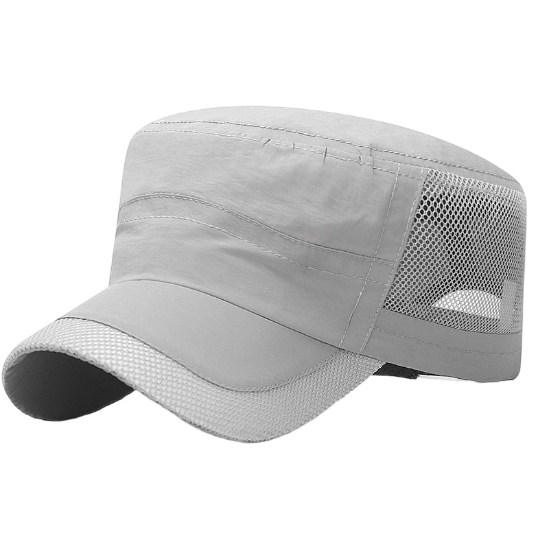Gorra plana para exteriores con paneles de malla