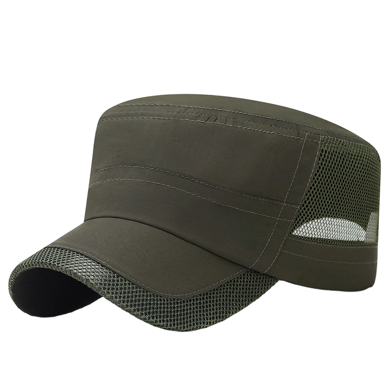 Gorra plana para exteriores con paneles de malla