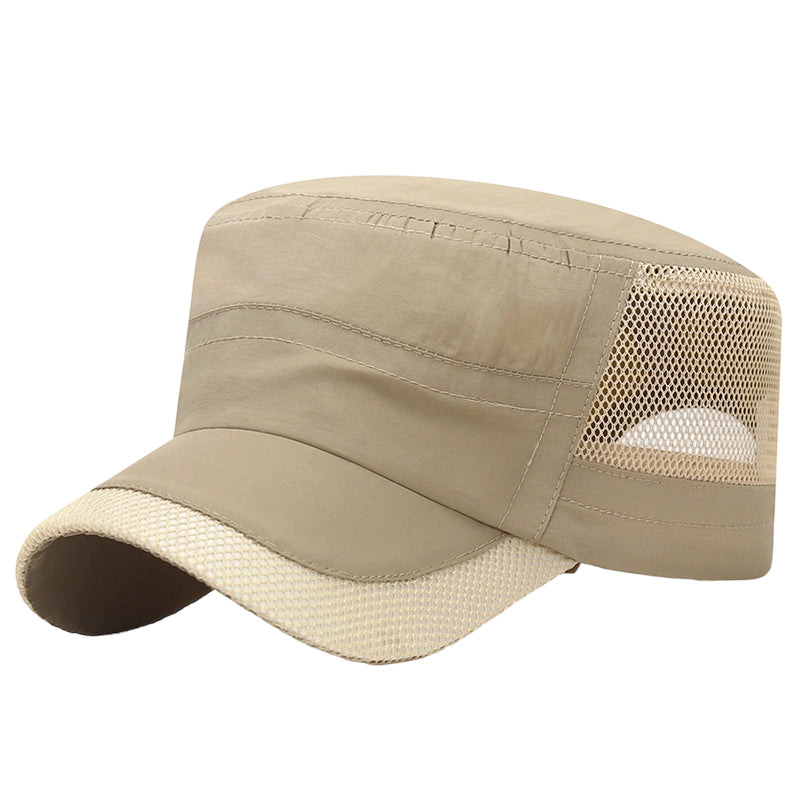 Gorra plana para exteriores con paneles de malla
