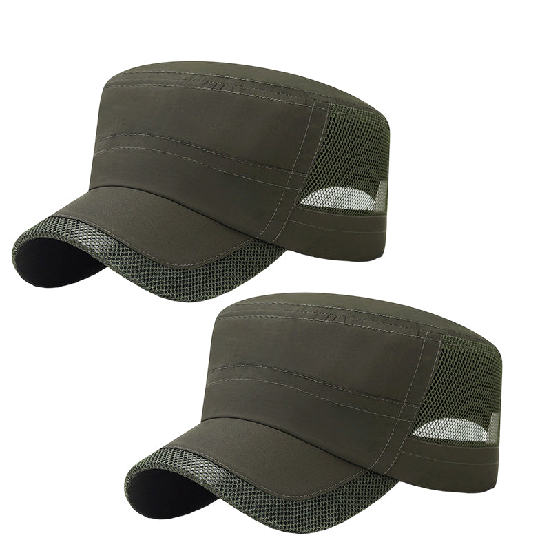 Gorra plana para exteriores con paneles de malla