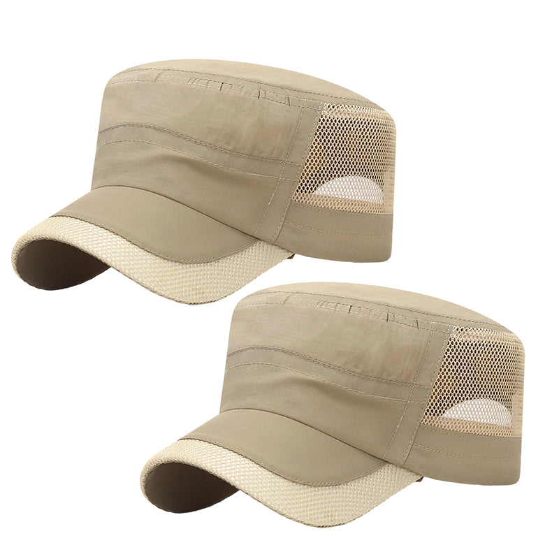 Gorra plana para exteriores con paneles de malla