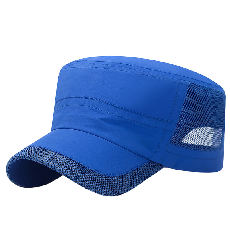 Gorra plana para exteriores con paneles de malla
